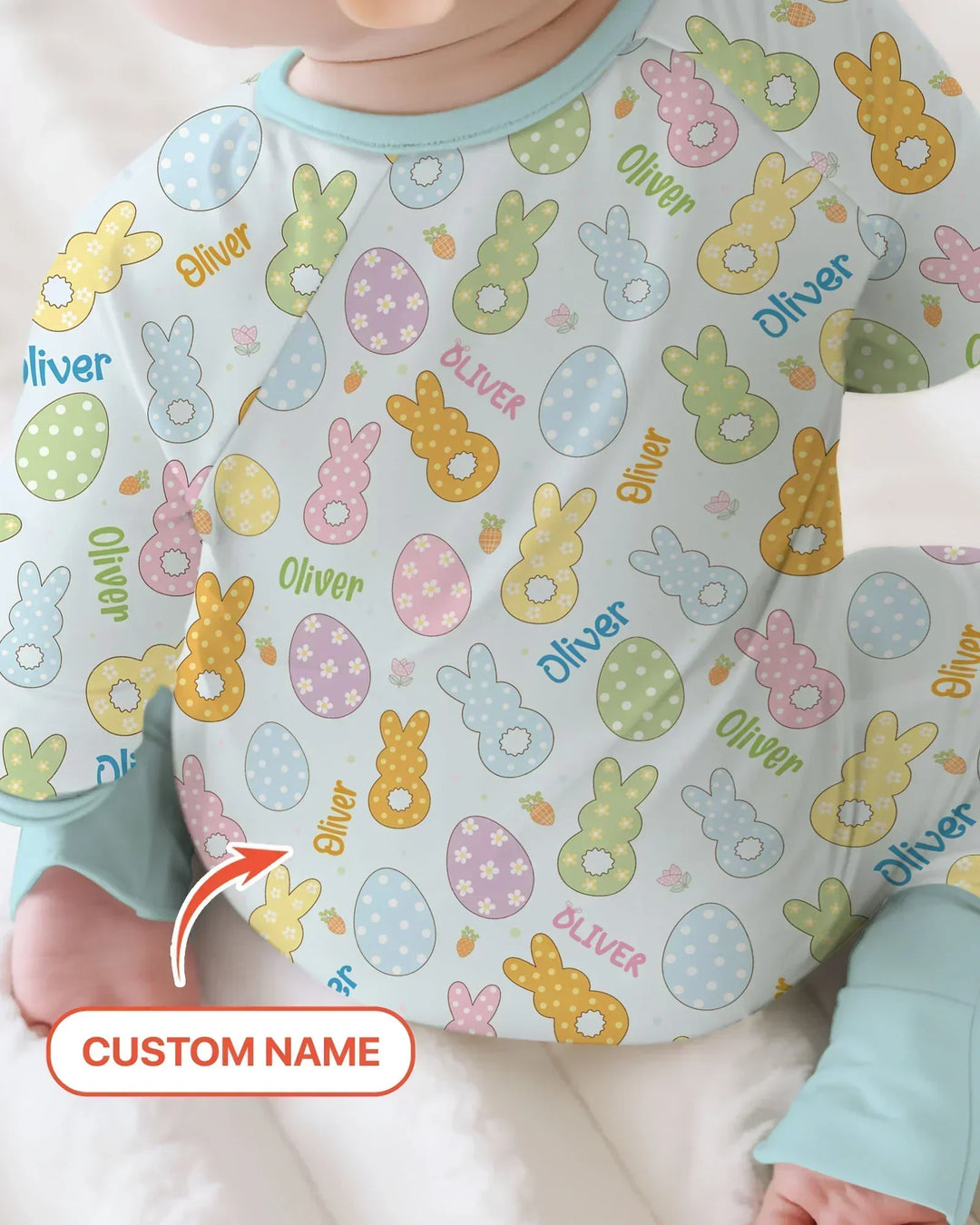 Custom Name Spring Pastel Easter Bamboo Convertible Zippy
