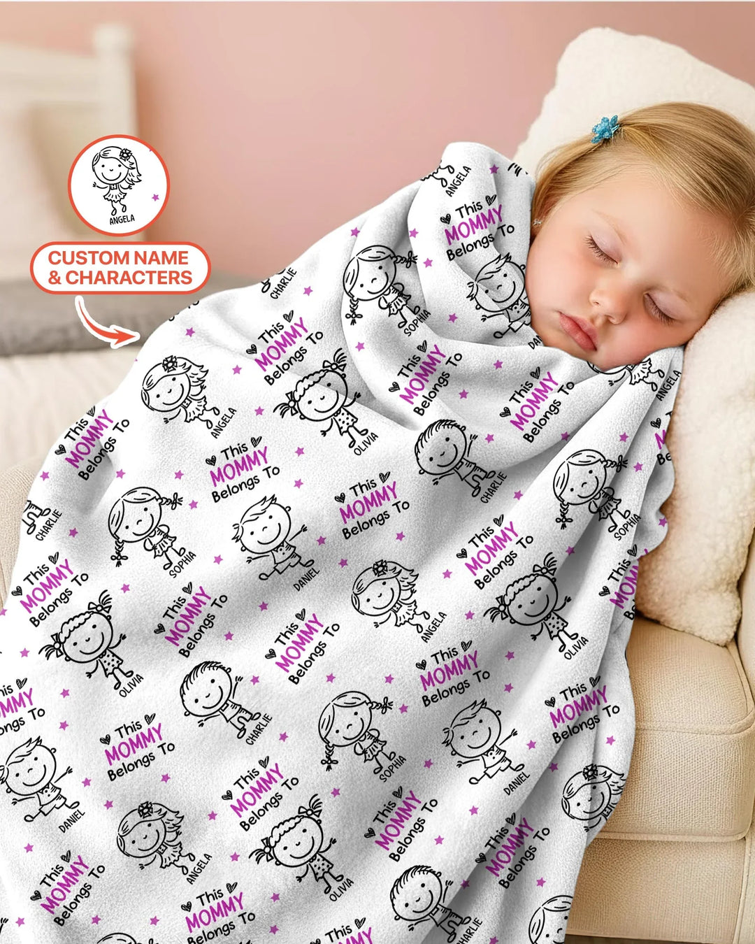 Custom Name "This Mommy Belongs To" Doodle Bamboo Blanket