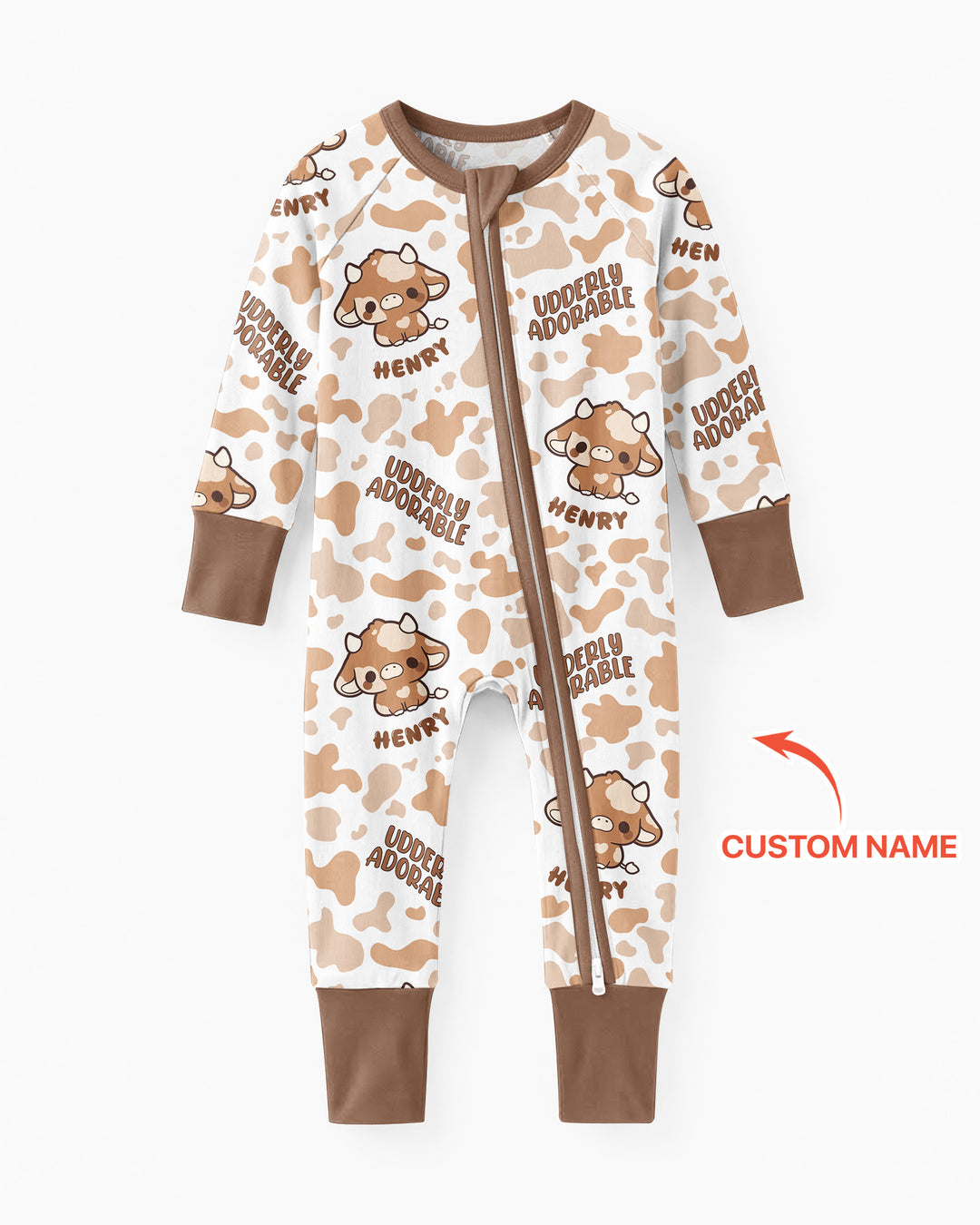 Udderly Adorable Custom Name Bamboo Convertible Zippy