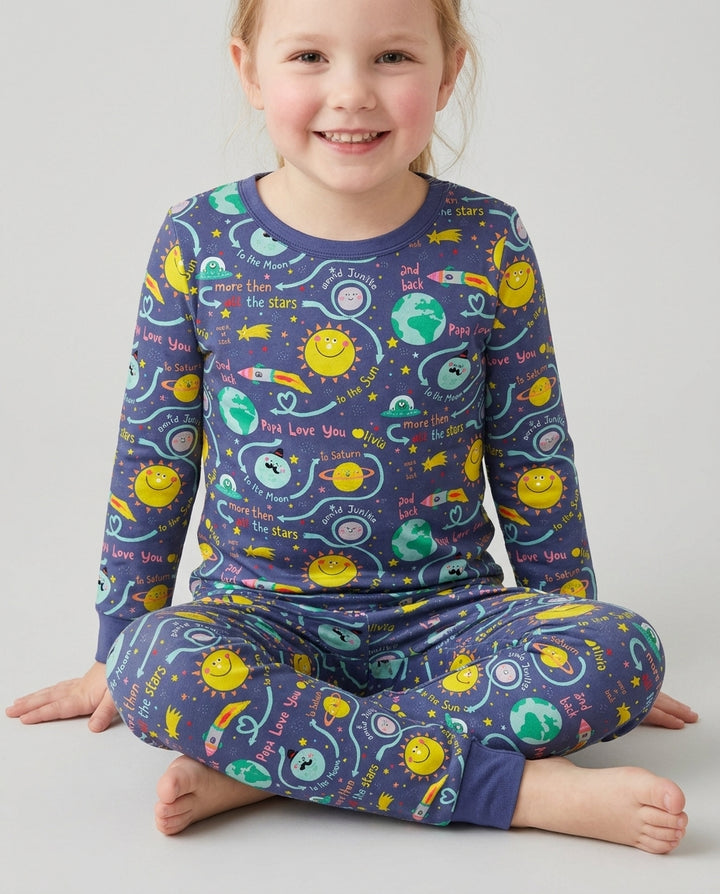 Love to the Moon and Back  Bamboo Two Piece Long Sleeve Pajama Set