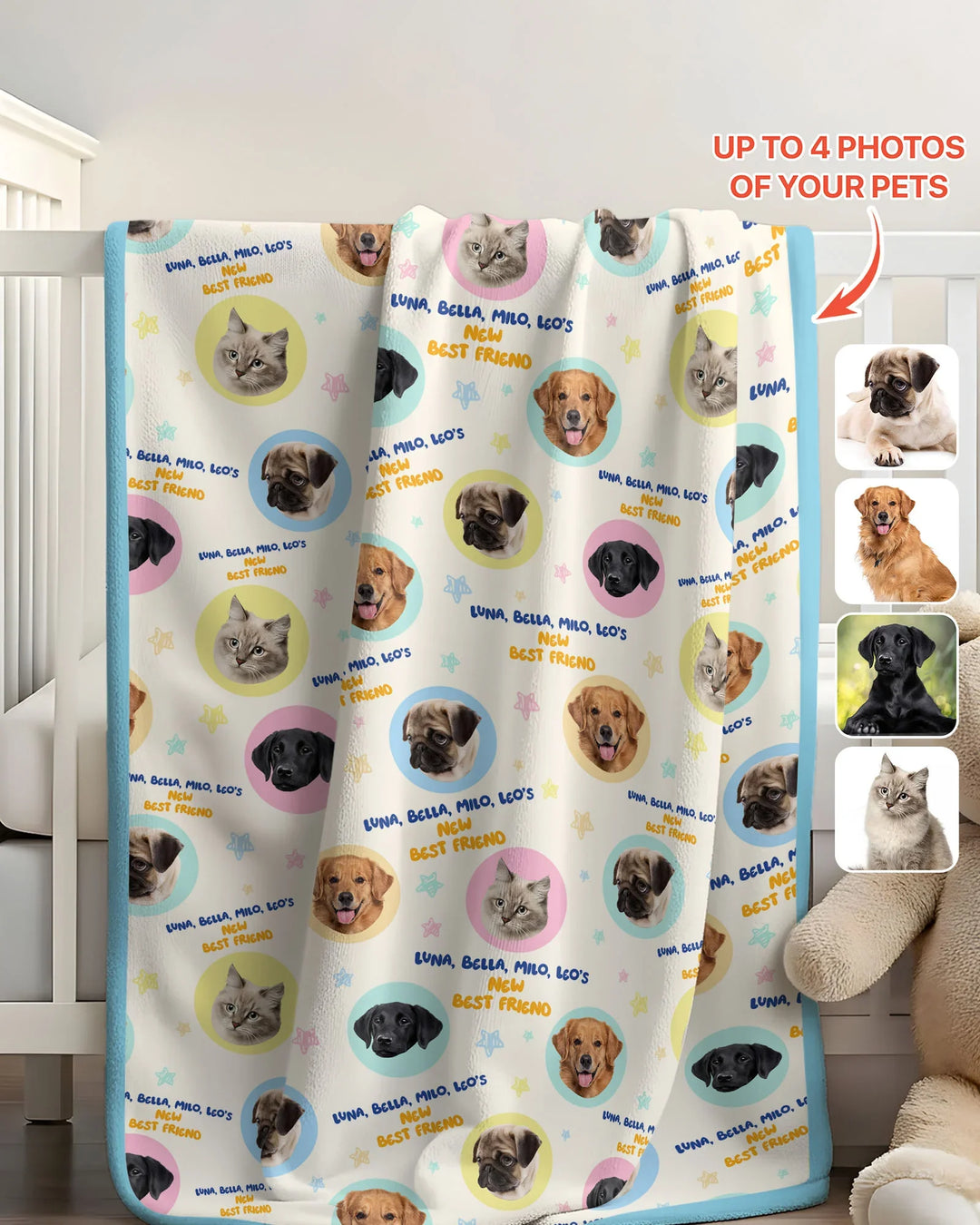 New Best Friend Custom Name And Pet Photos Blanket