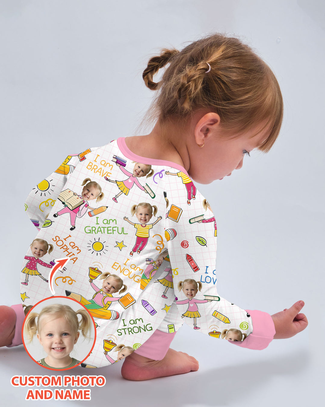Custom Photo Kid Affirmations I Am Kind Bamboo Convertible Zippy