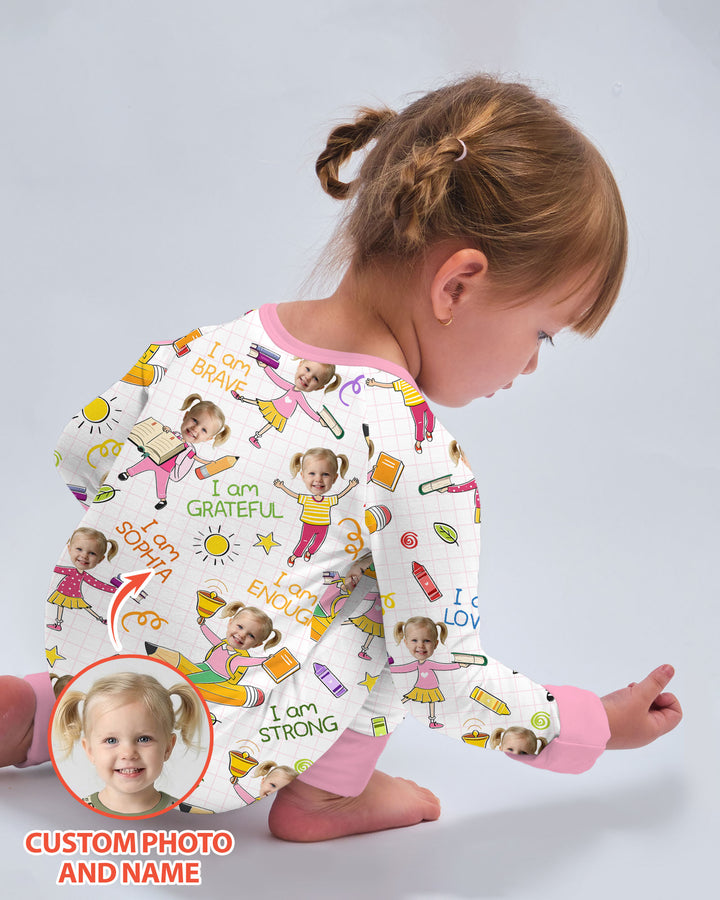 Custom Photo Kid Affirmations I Am Kind Bamboo Convertible Zippy