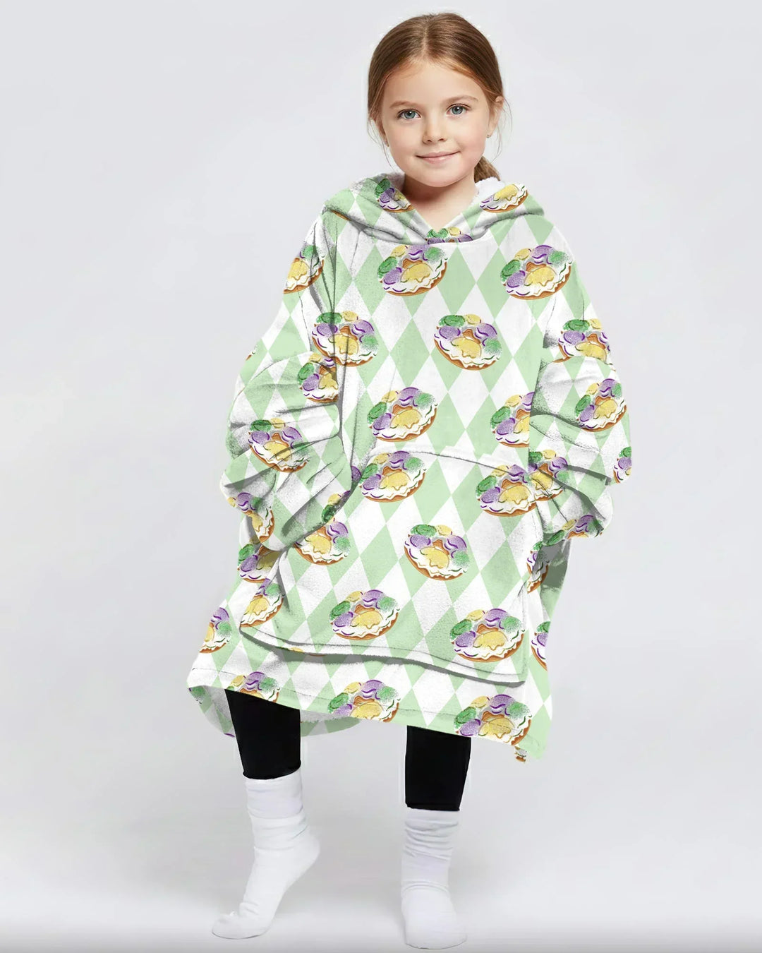 Mardi Gras Donut Wearable Bamboo Blanket Hoodie