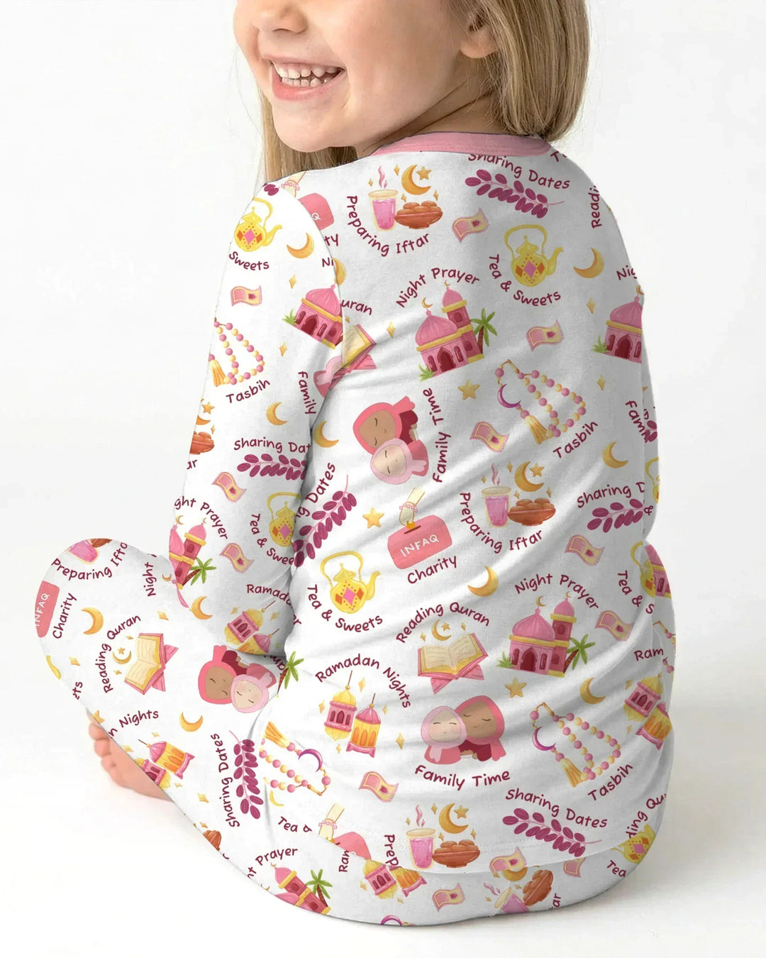 Ramadan Mubarak Matching Family Bamboo Two Piece Long Sleeve Pajama Set