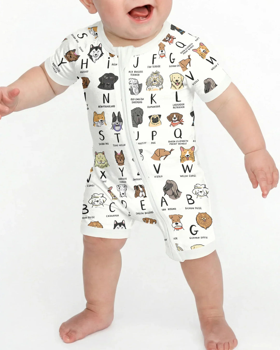 Funny Dogs Alphabet Bamboo Shorty Zippy
