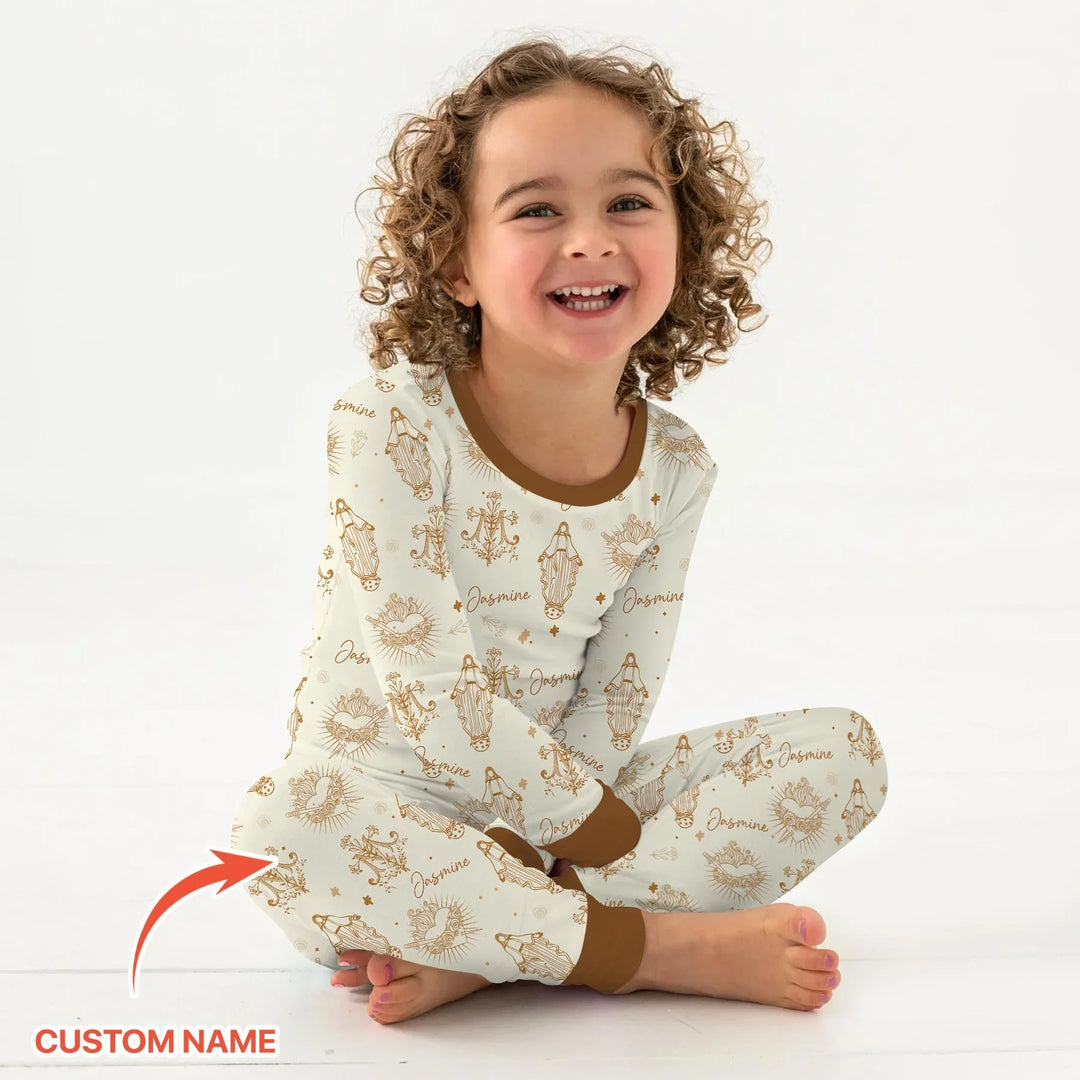 Madonna’s Love Custom Name Bamboo Two Piece Long Sleeve Pajama Set