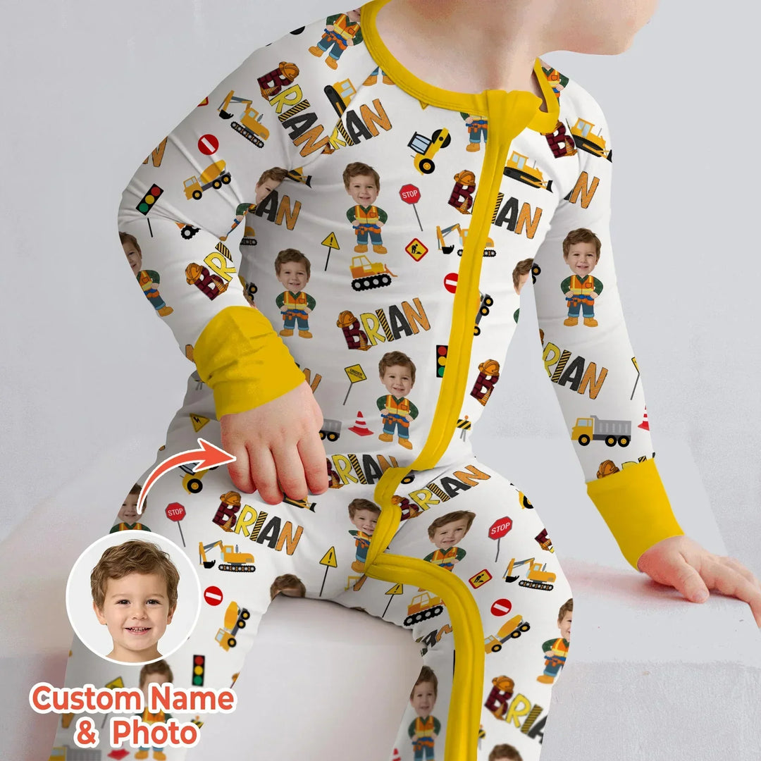 Custom Photo Doodle Little Builder Bamboo Convertible Zippy
