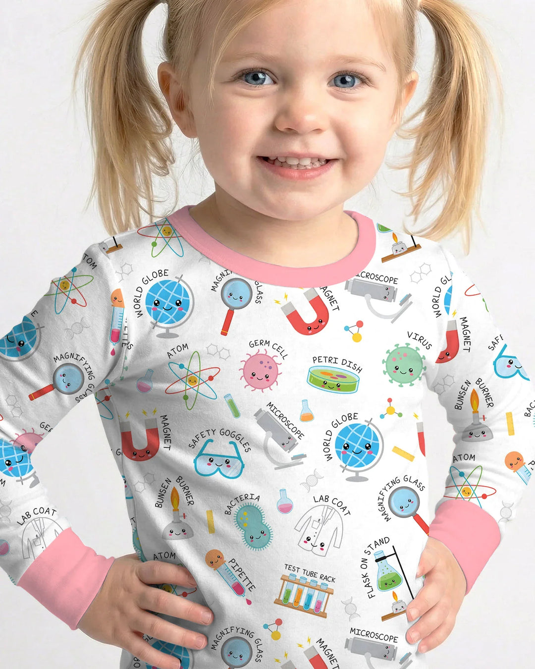 Science Fun Family Matching Bamboo Two Piece Long Sleeve Pajama Set