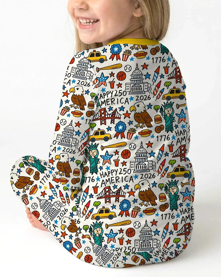 Doodle America 250th Anniversary Family Bamboo Two Piece Long Sleeve Pajama Set