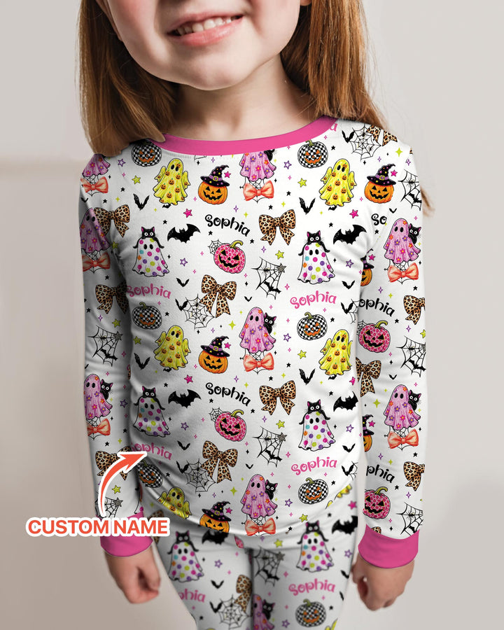 Custom Name Coquette Summerween Bamboo Two Piece Long Sleeve Pajama Set