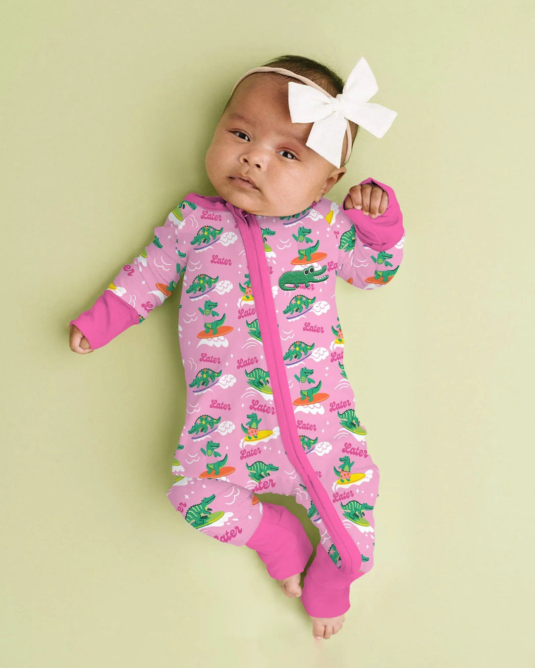 Embroidered Summer Alligator Bamboo Convertible Zippy