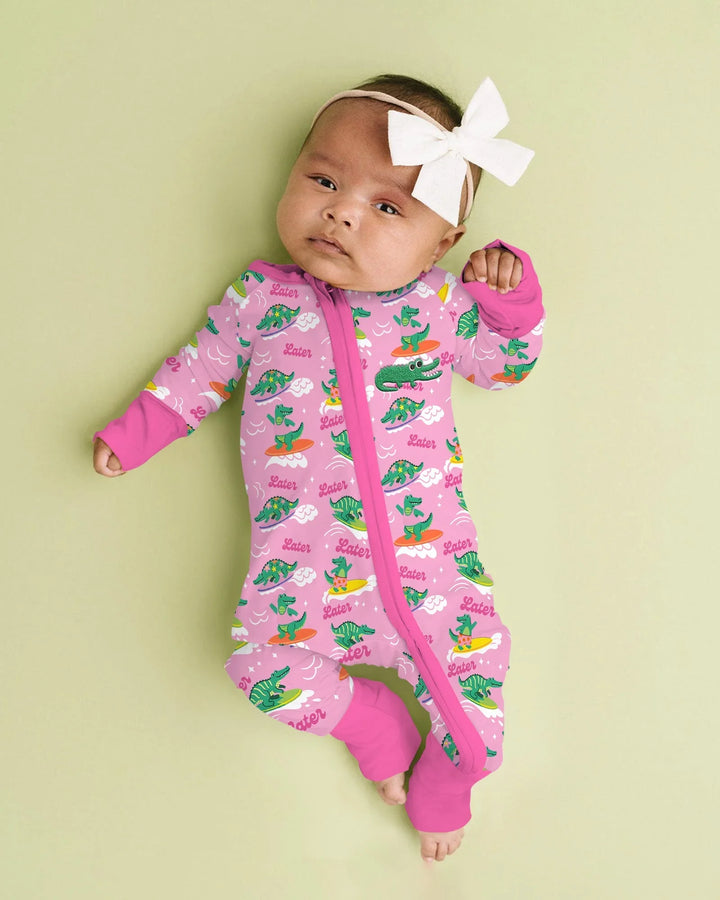 Embroidered Summer Alligator Bamboo Convertible Zippy