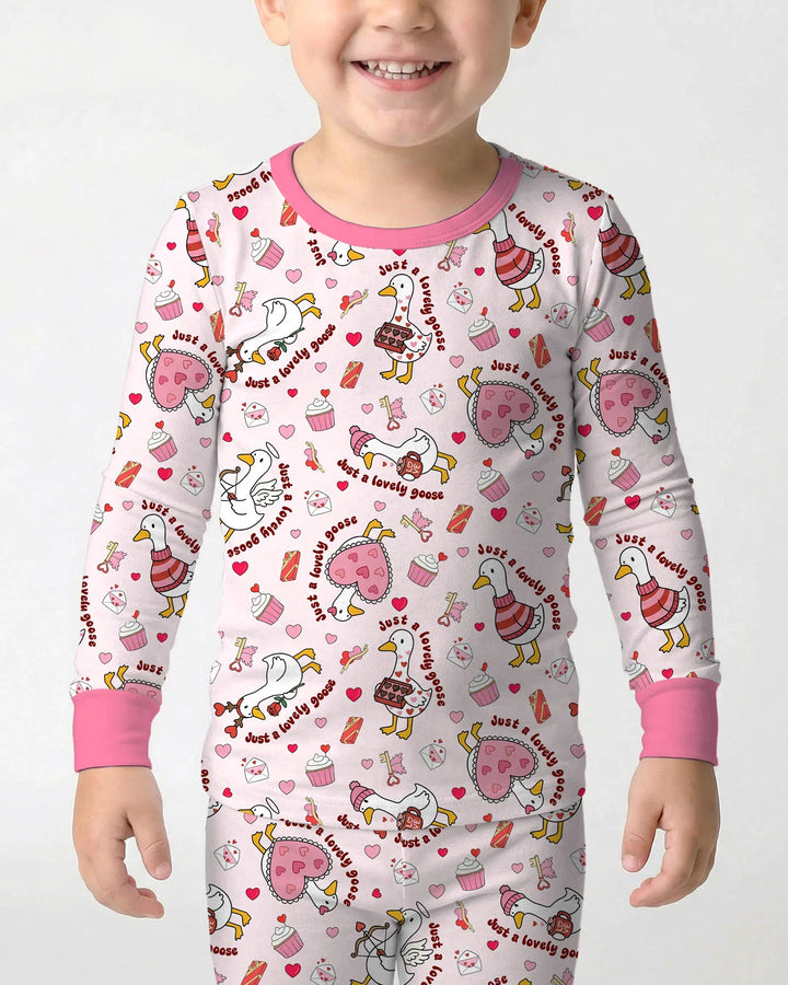 Valentine Silly Goose Bamboo Two Piece Long Sleeve Pajama Set