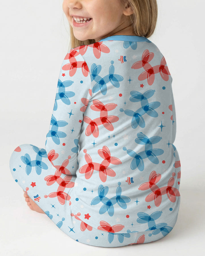American Balloon Dog Party Bamboo Two Piece Long Sleeve Pajama Set