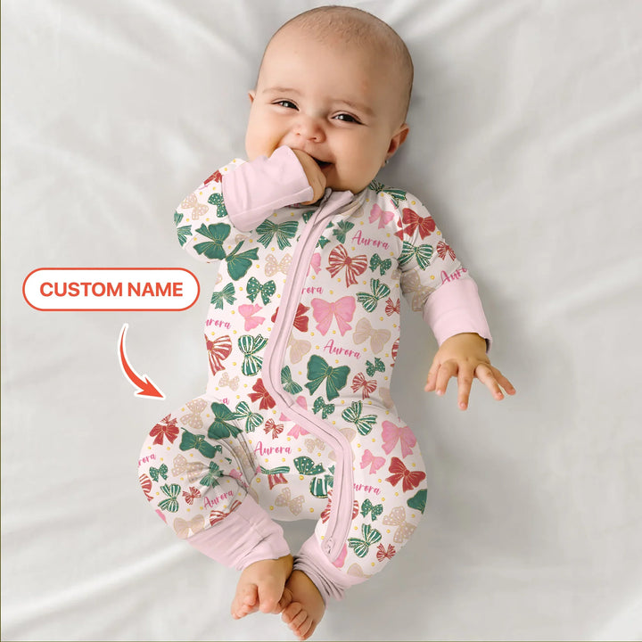 Custom Name Preppy Coquette Bows Bamboo Convertible Zippy