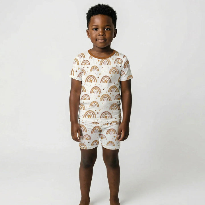 Back Lives Matter Rainbow Bamboo Two Piece Short Sleeve Shorts Pajama Set