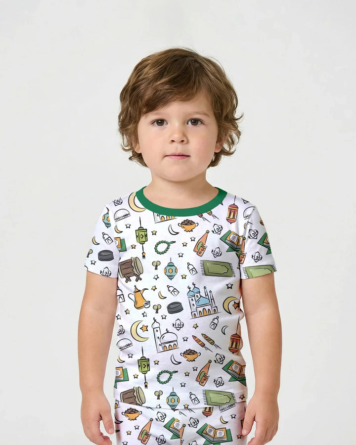 Ramadan Blessings Family Matching Bamboo Two Piece Short Sleeve Shorts Pajama Set