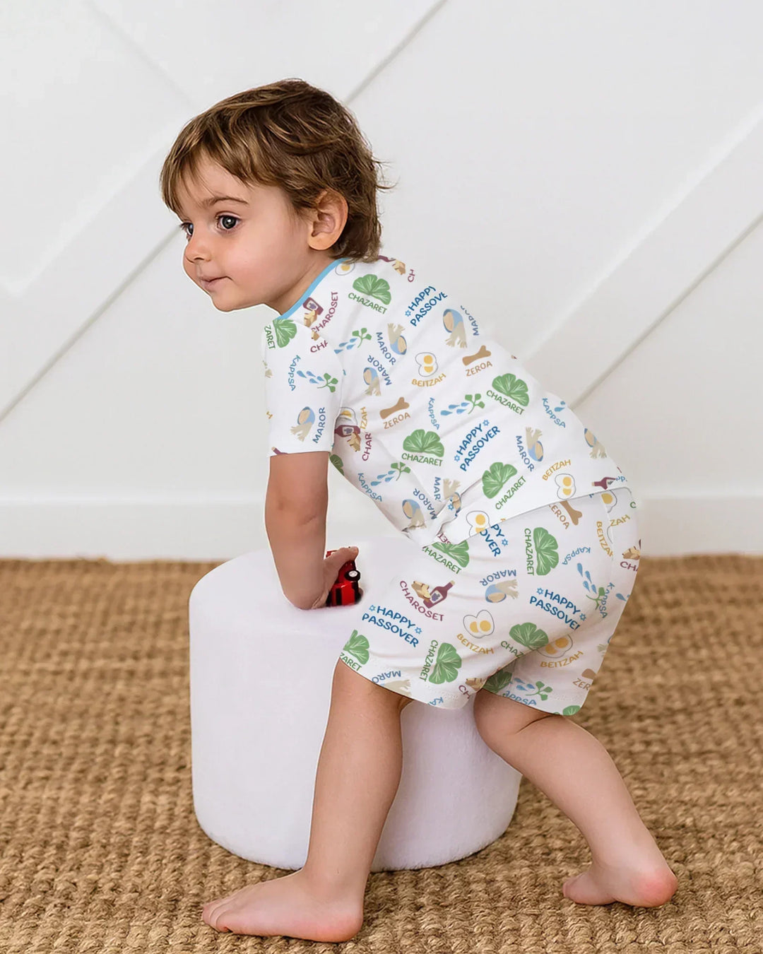 Happy Passover Matching Family Bamboo Two Piece Short Sleeve Shorts Pajama Set