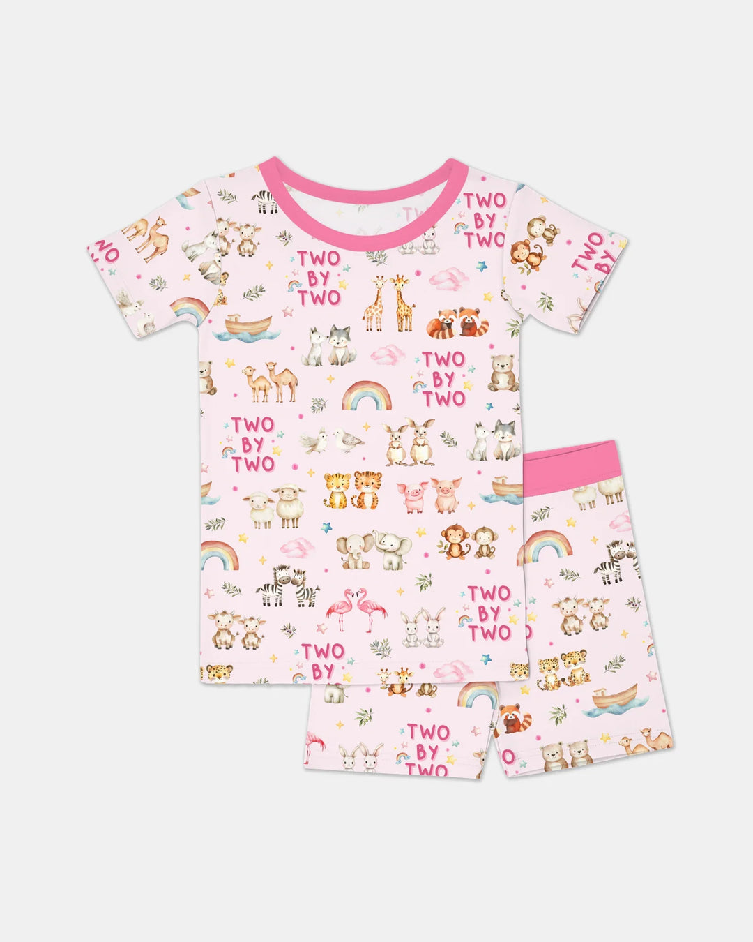Two By Two Bamboo Two Piece Short Sleeve Shorts Pajama Set