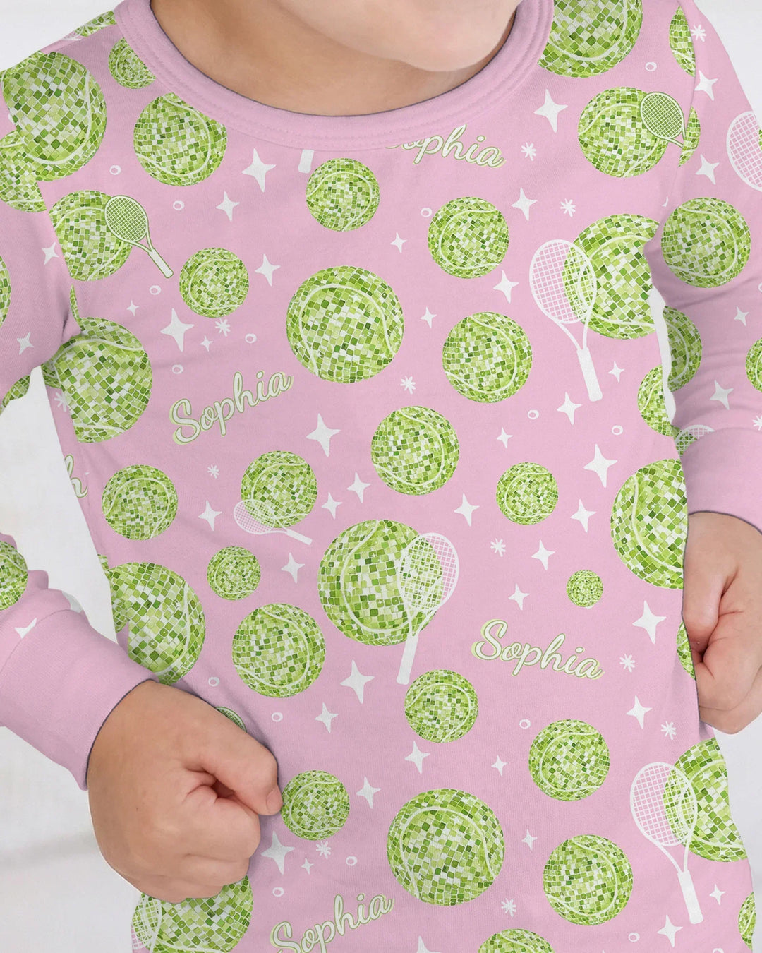 Tennis Disco Girl Party Matching Bamboo Two Piece Long Sleeve Pajama Set