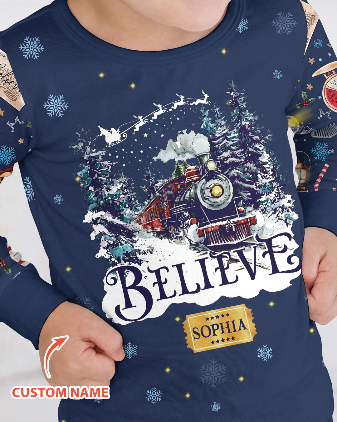 Believe Train Bamboo Two Piece Long Sleeve Pajama Set