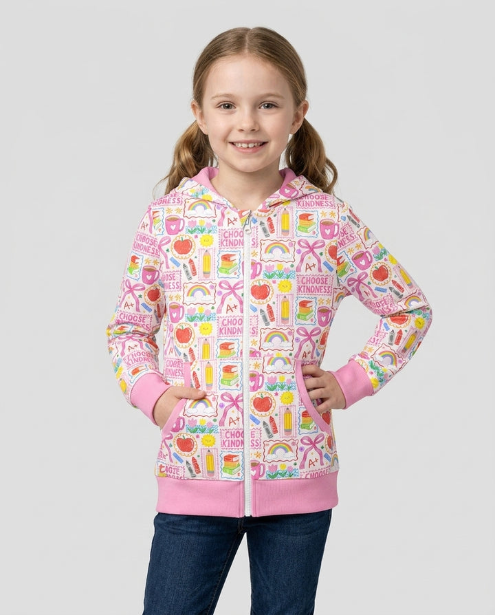 Kindness School Girl Bamboo Zip Hoodie