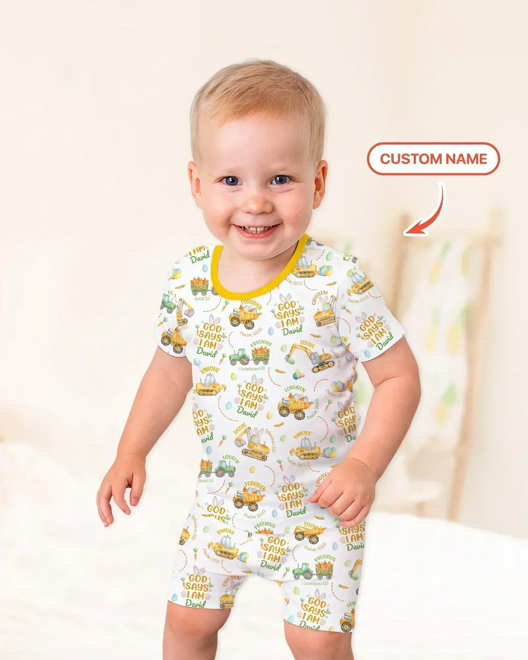 Happy Easter God Says I Am Custom Name Bamboo Two Piece Short Sleeve Shorts Pajama Set