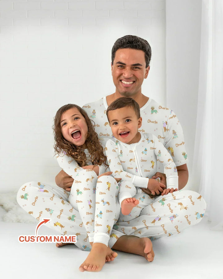 Custom Name Easter Dachshund Bamboo Men's Pajama Set