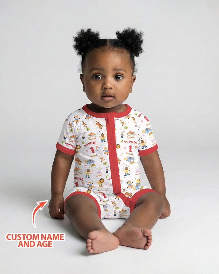 Custom Name Birthday Circus Bamboo Shorty Zippy