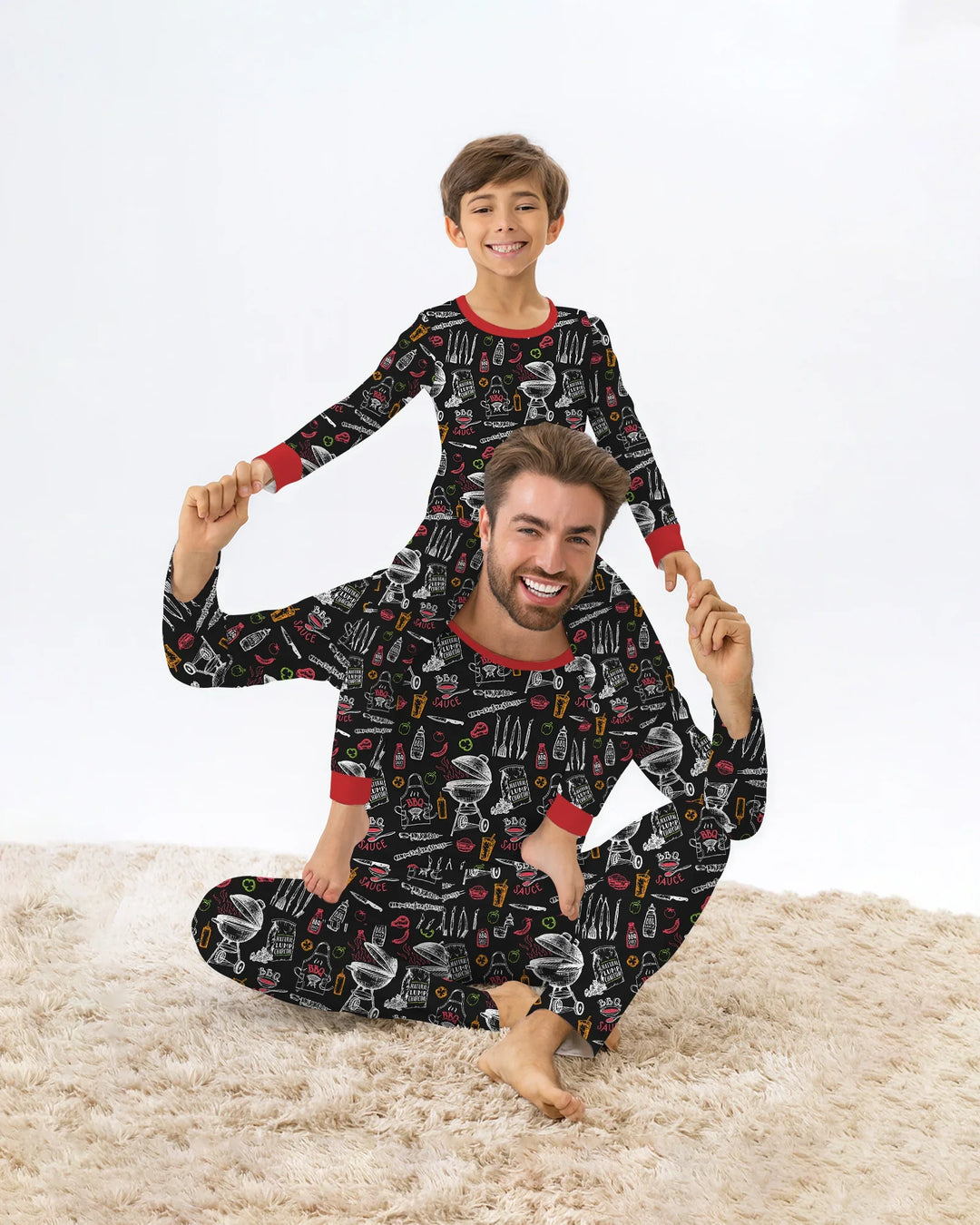 Backyard BBQ Party Family Matching Bamboo Two Piece Long Sleeve Pajama Set