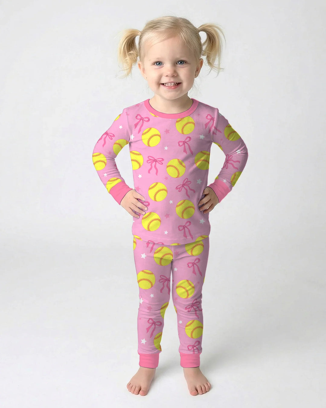 Softball Lovers Bamboo Two Piece Long Sleeve Pajama Set