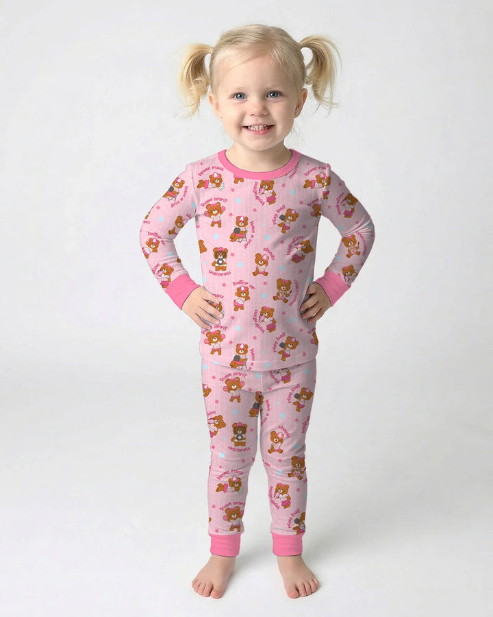 Born To Play Baseball Bamboo Two Piece Long Sleeve Pajama Set