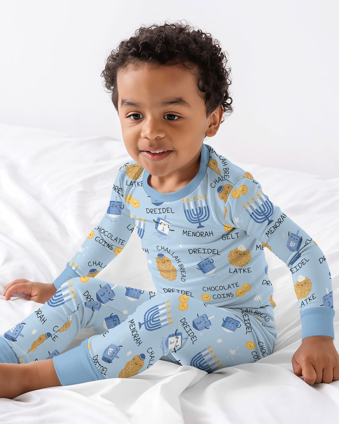 Family Hanukkah Matching Bamboo Two Piece Long Sleeve Pajama Set