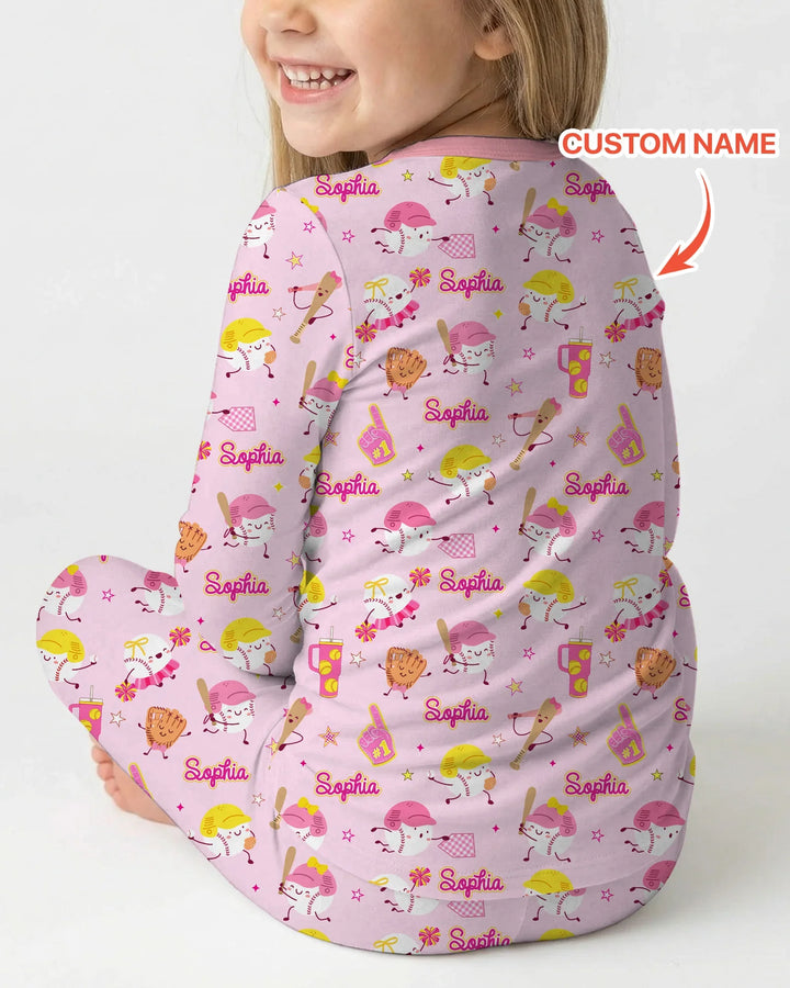 Baseball Mama and Mini Matching Bamboo Two Piece Long Sleeve Pajama Set