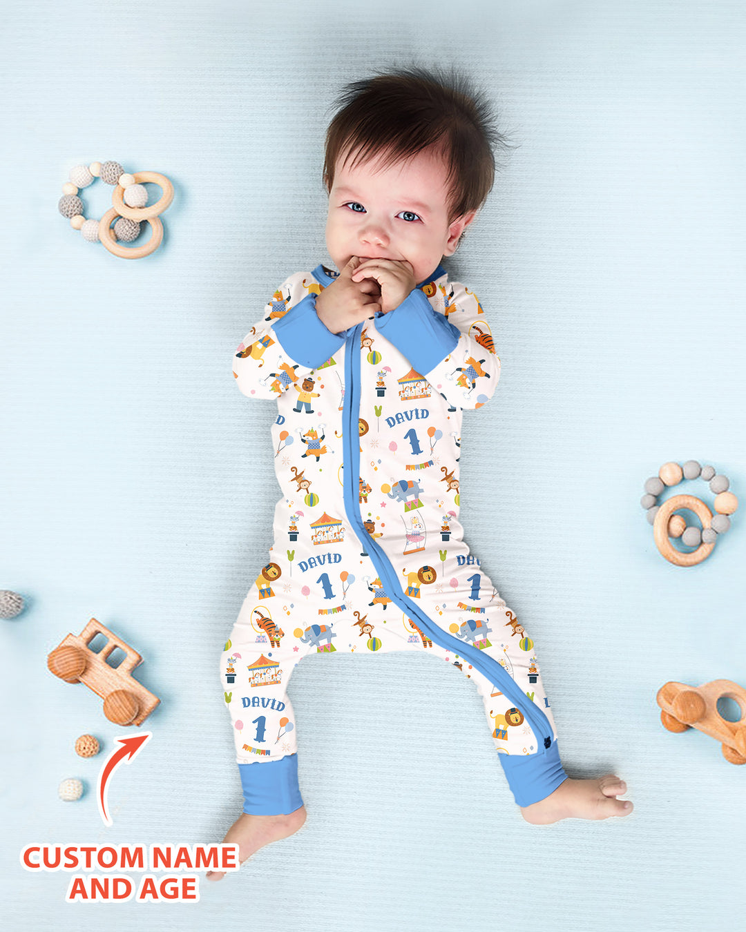 Custom Name Birthday Circus Bamboo Convertible Zippy