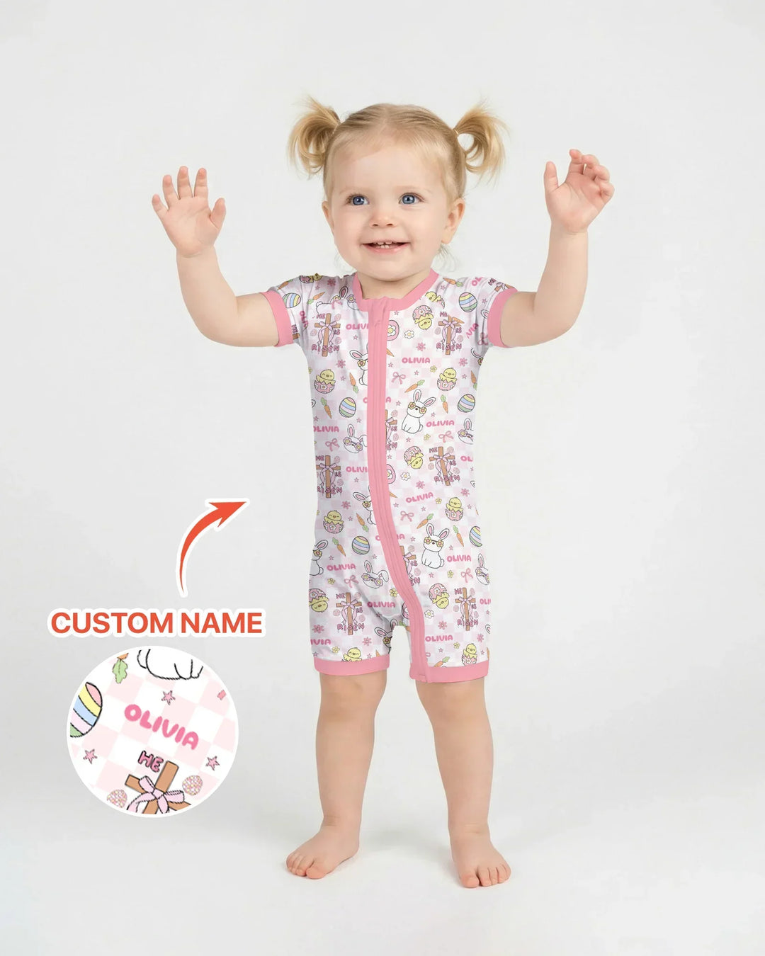 Custom Name Retro Easter Bamboo Shorty Zippy