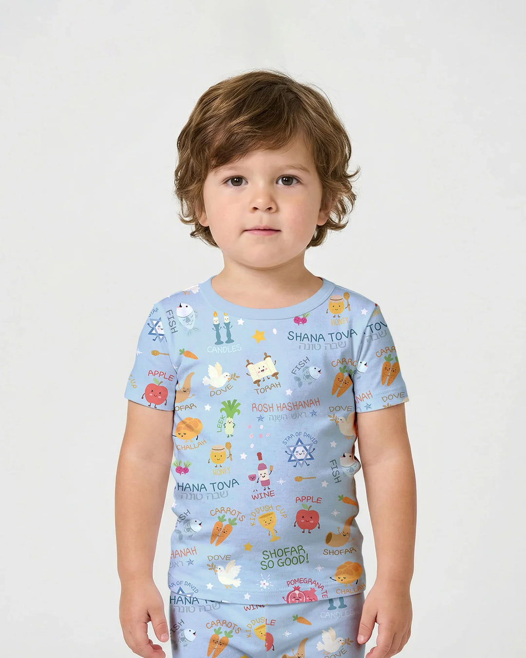 Family Rosh Hashanah Matching Bamboo Two Piece Short Sleeve Shorts Pajama Set