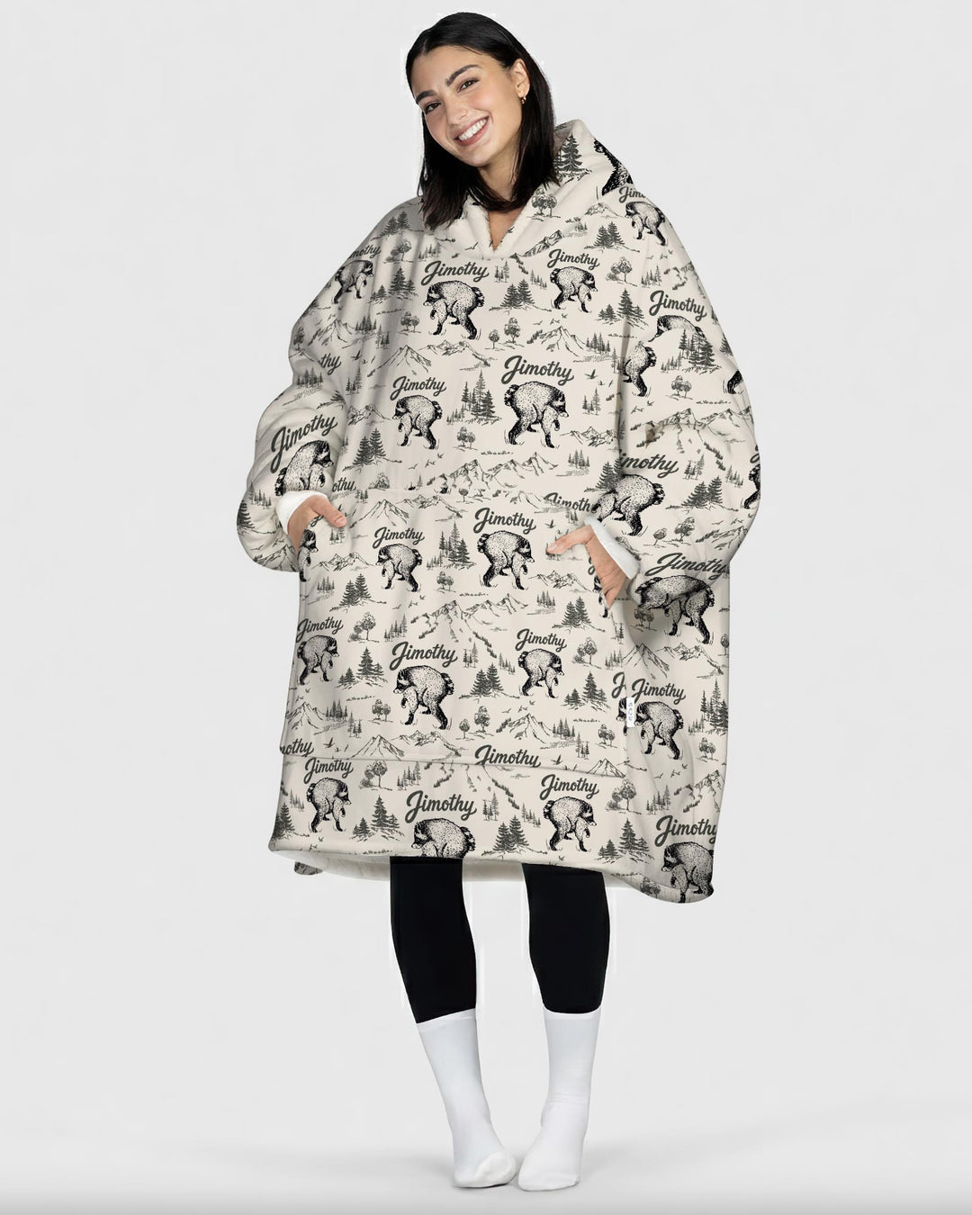 Vintage Jimothy Racoon Family Matching Bamboo Blanket Hoodie