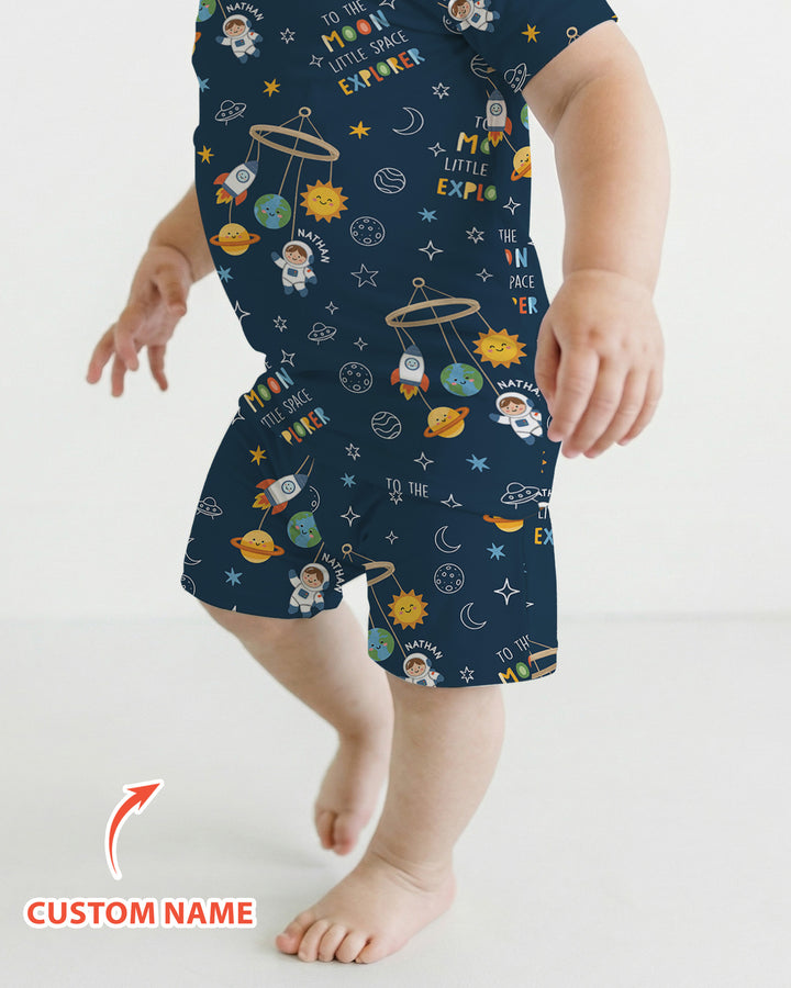 Little Astronaut Big Dream Bamboo Two Piece Short Sleeve Shorts Pajama Set