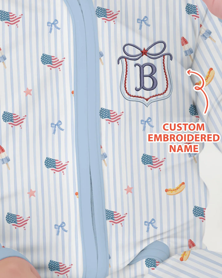 Personalized 4th Of July Embroidered Bamboo Convertible Zippy