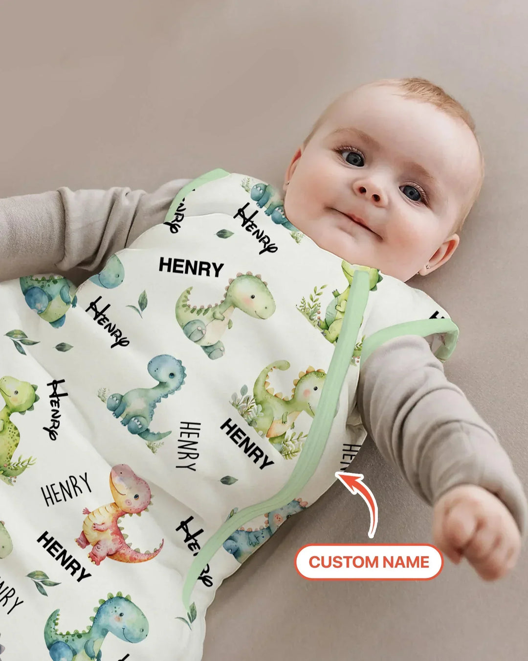 Dinosaur Custom Name Bamboo Sleep Bag