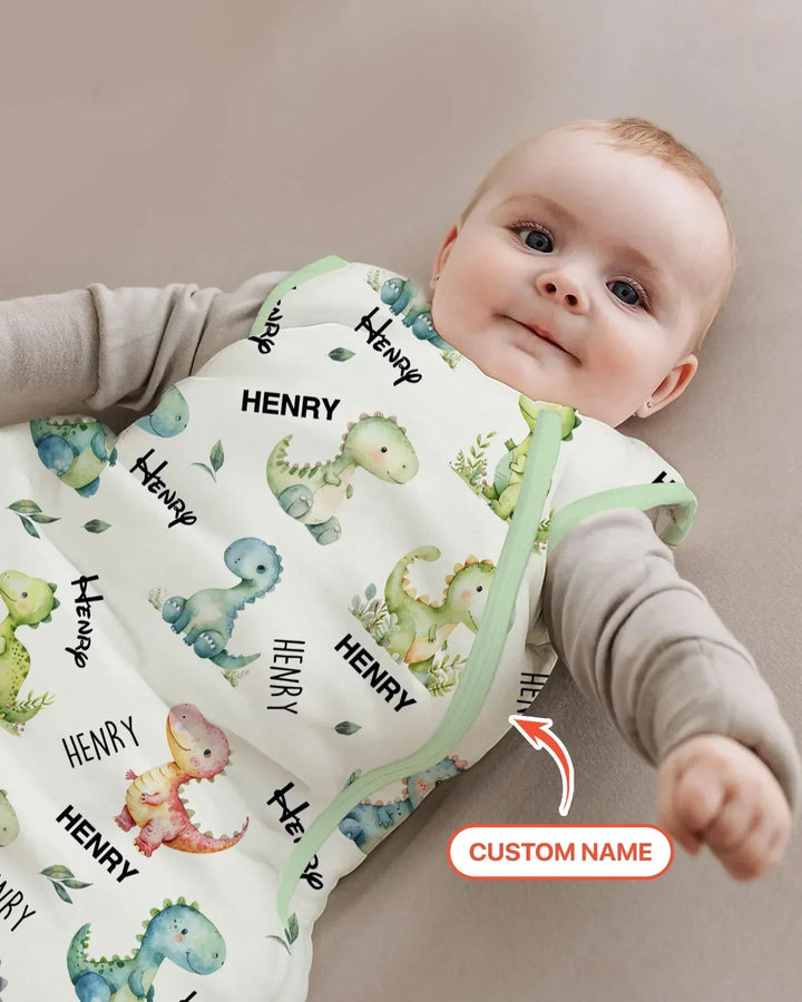 Dinosaur Custom Name Bamboo Sleep Bag