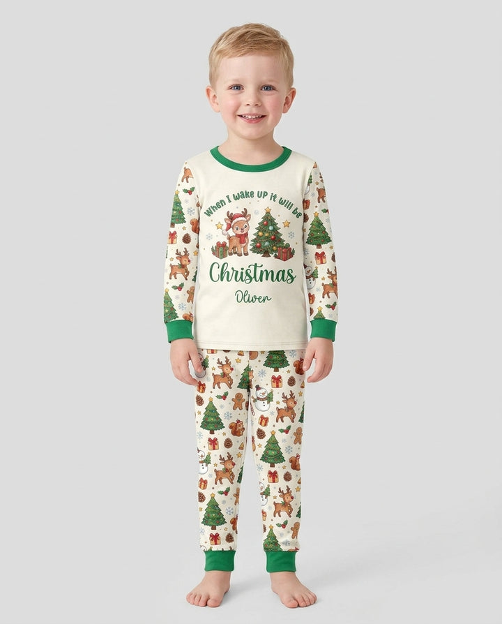 Custom Name When I Wake Up It's Will Be Christmas Bamboo Two Piece Long Sleeve Pajama Set
