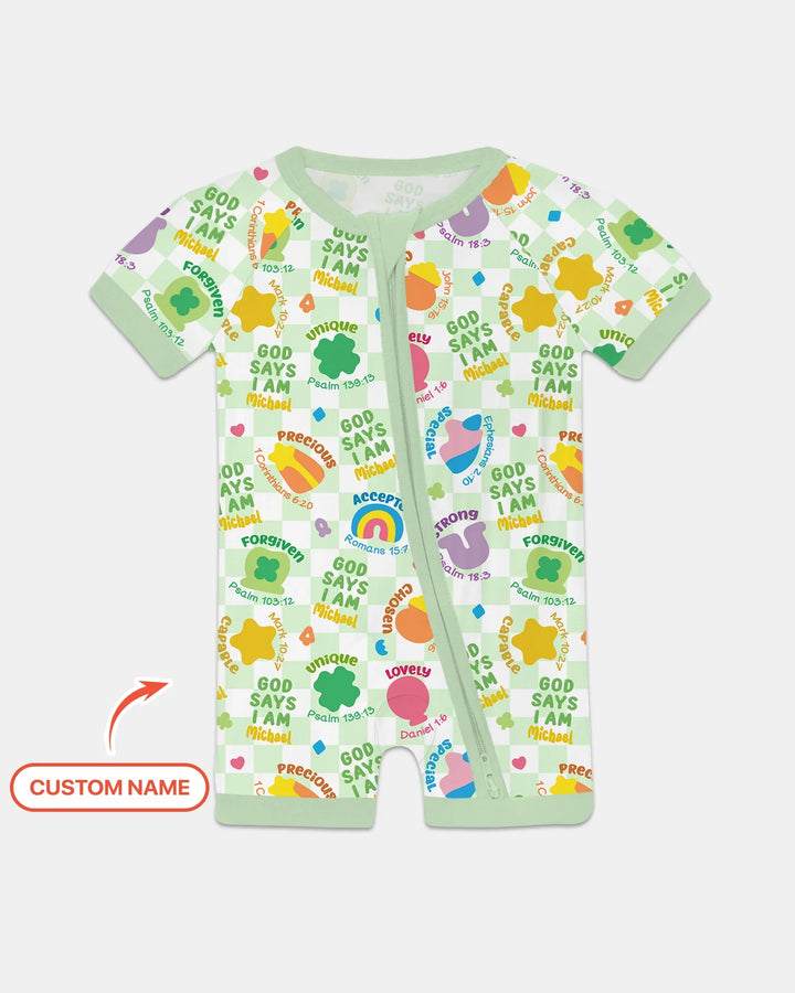 God Says I Am St. Patrick’s Day Custom Name Family Matching Bamboo Shorty Zippy