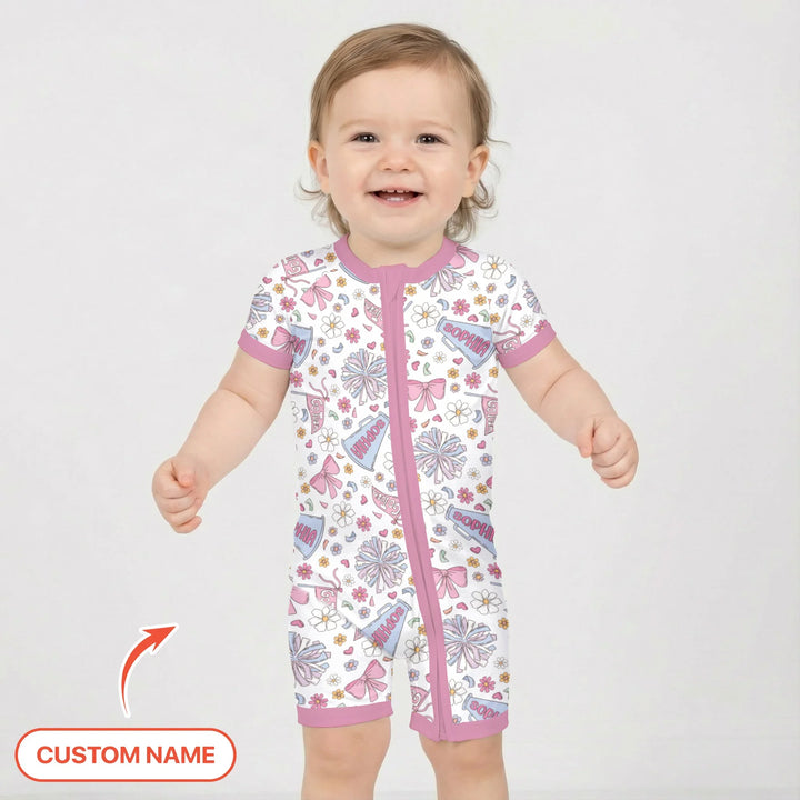 Custom Name Pastel Cheerleader Bamboo Shorty Zippy