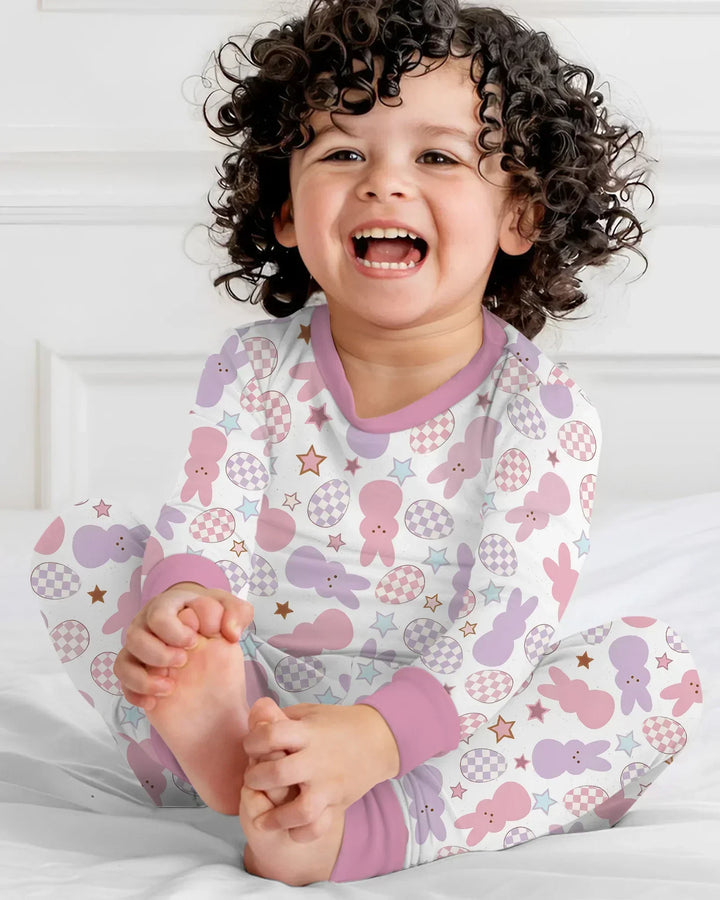 Easter Peep Bunnies Bamboo Two Piece Long Sleeve Pajama Set