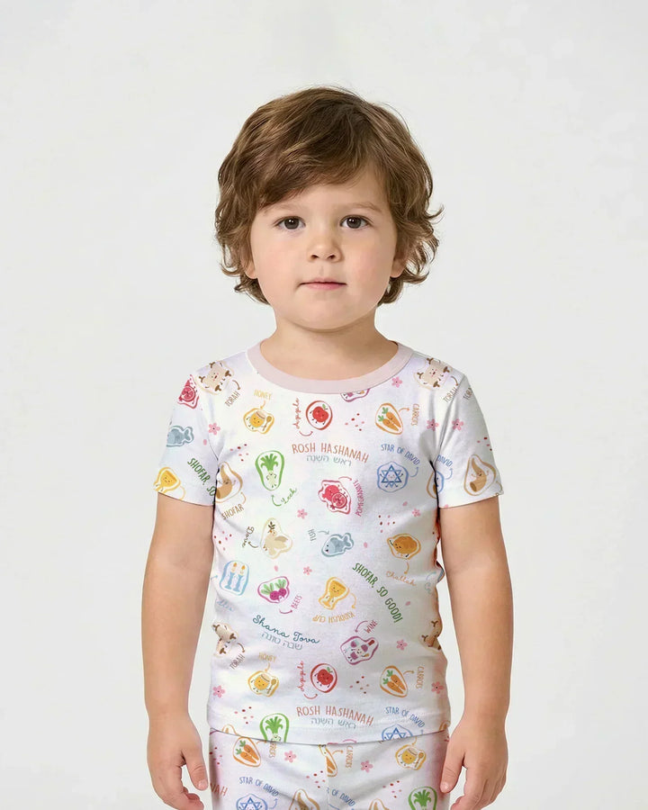 Happy Rosh Hashanah Bamboo Two Piece Short Sleeve Shorts Pajama Set