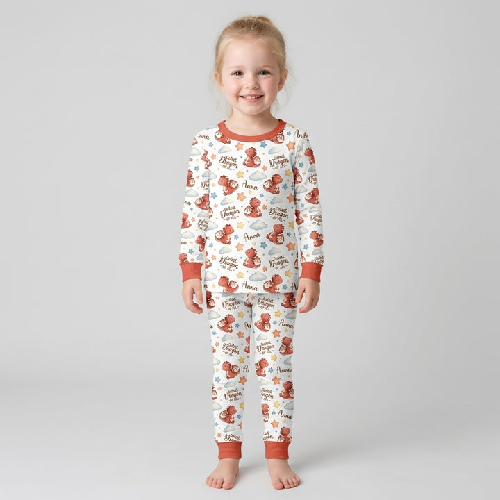 Custom Name Cutest Dragon Of All Bamboo Two Piece Long Sleeve Pajama Set