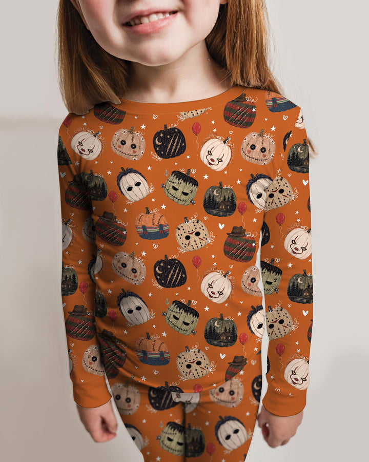 Spooky Slasher Pumpkins Bamboo Two Piece Long Sleeve Pajama Set